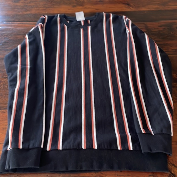 Zara Men’s Striped Sweater Black brown and white vertical stripes Size Large - Picture 6 of 8